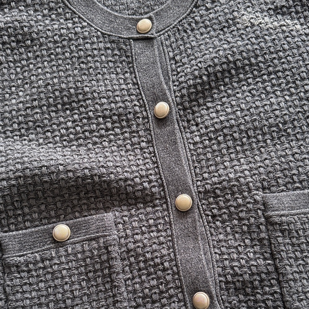 Charcoal Button-Up Women's Cardigan - Picture 2 of 3
